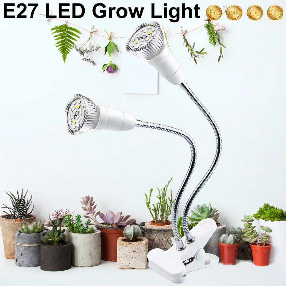 LED Grow Light E27 Fitolampy Full Spectrum Phyto Lamp With Clip For Plant Seedlings Flower Fitolamp Chambre De Culture Indoor
