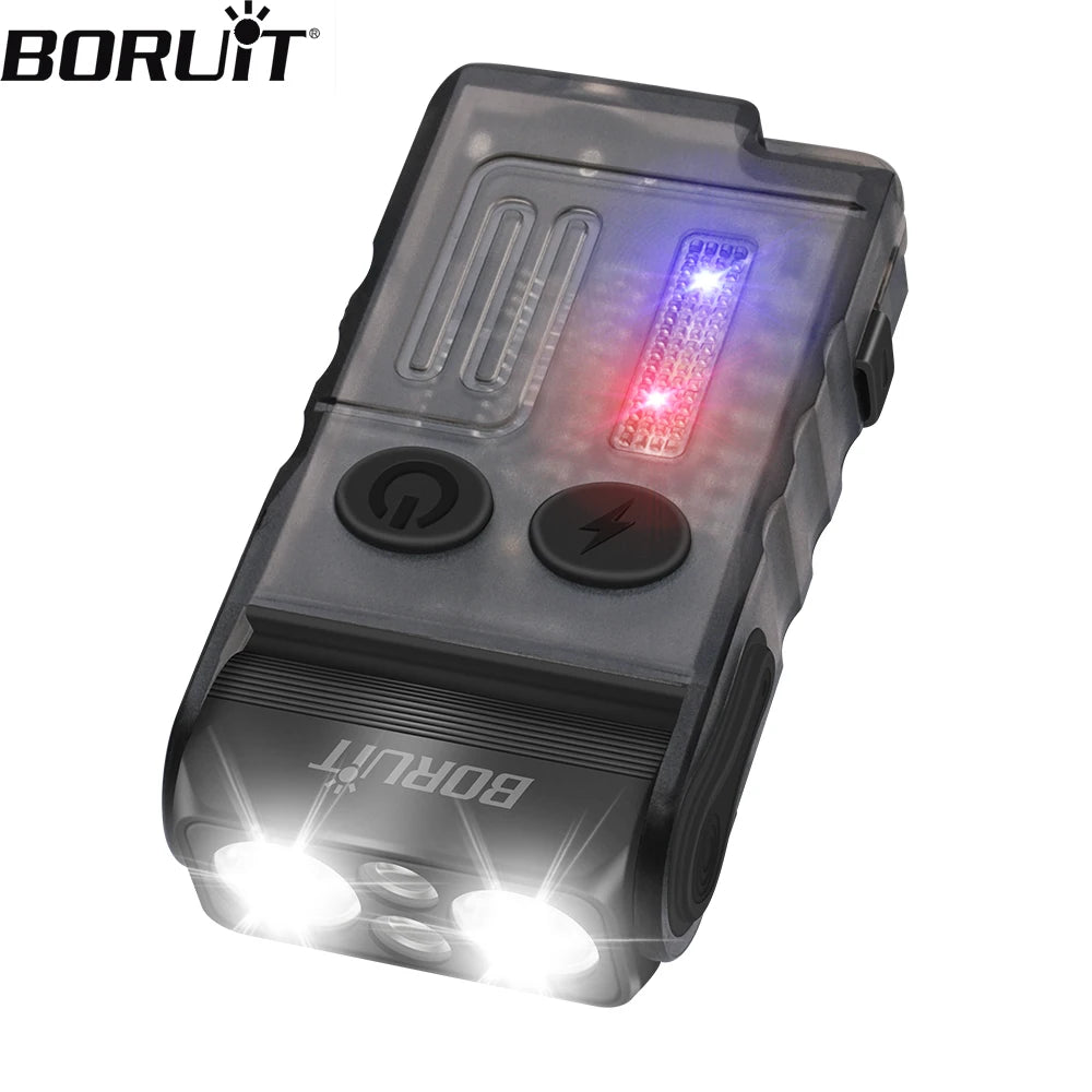 BORUiT V20 EDC Keychain Flashlight Portable Mini Torch Type-C Rechargeable Work Light With Magnet Clip Camping Pocket Lantern