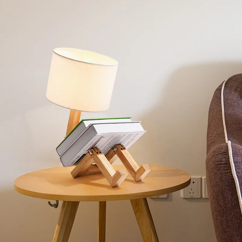 Lampe De Chevet Bois - Friendly Bot Light