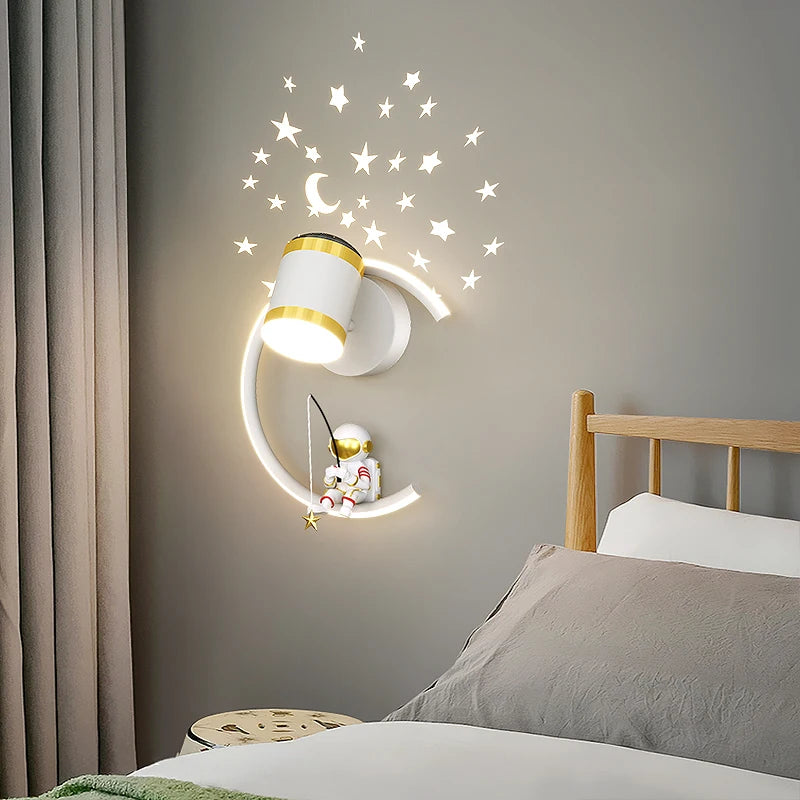 Cute Mini Astronaut Style New Modern LED Wall Lights Living Children Study Room Baby Bedroom Bedside Home Lamps Indoor Lighting