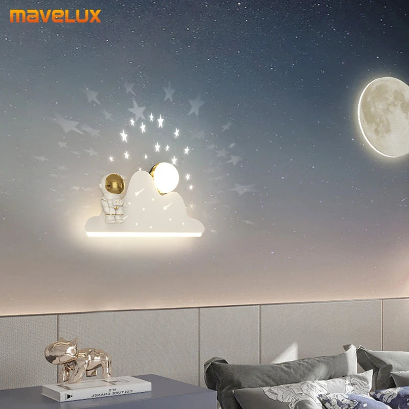 Cute Mini Astronaut Style New Modern LED Wall Lights Living Children Study Room Baby Bedroom Bedside Home Lamps Indoor Lighting