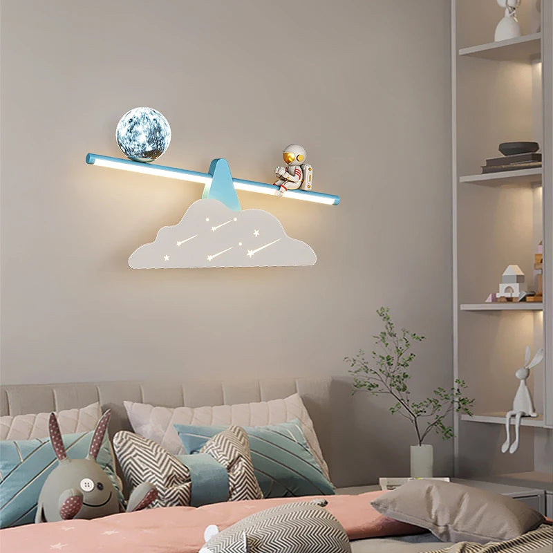 Cute Mini Astronaut Style New Modern LED Wall Lights Living Children Study Room Baby Bedroom Bedside Home Lamps Indoor Lighting