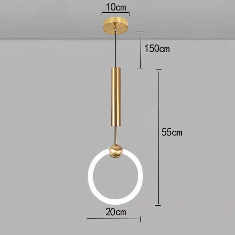 Suspension Luminaire - Élégance Dorée - Diamètre 19 cm