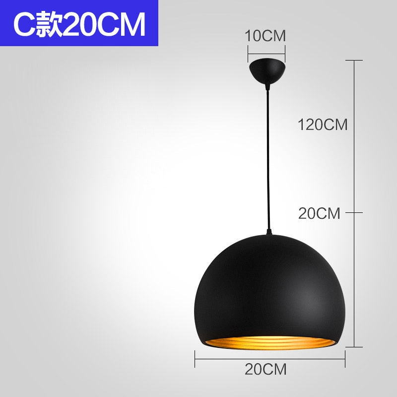 Suspension Luminaire - Noir Élégance - Type C 20CM