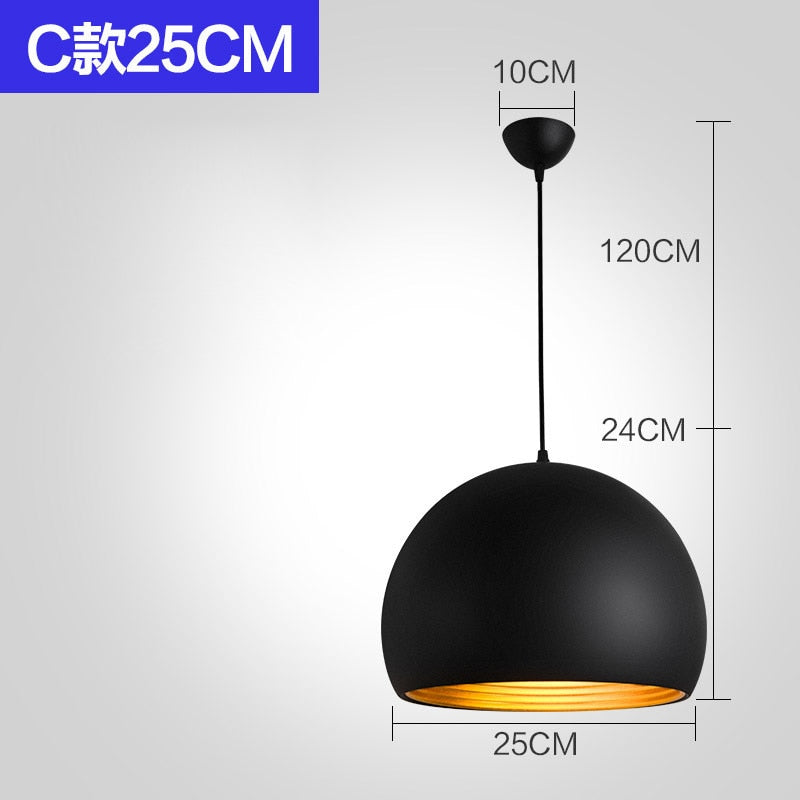 Suspension Luminaire - Noir Élégance - Type C 25CM