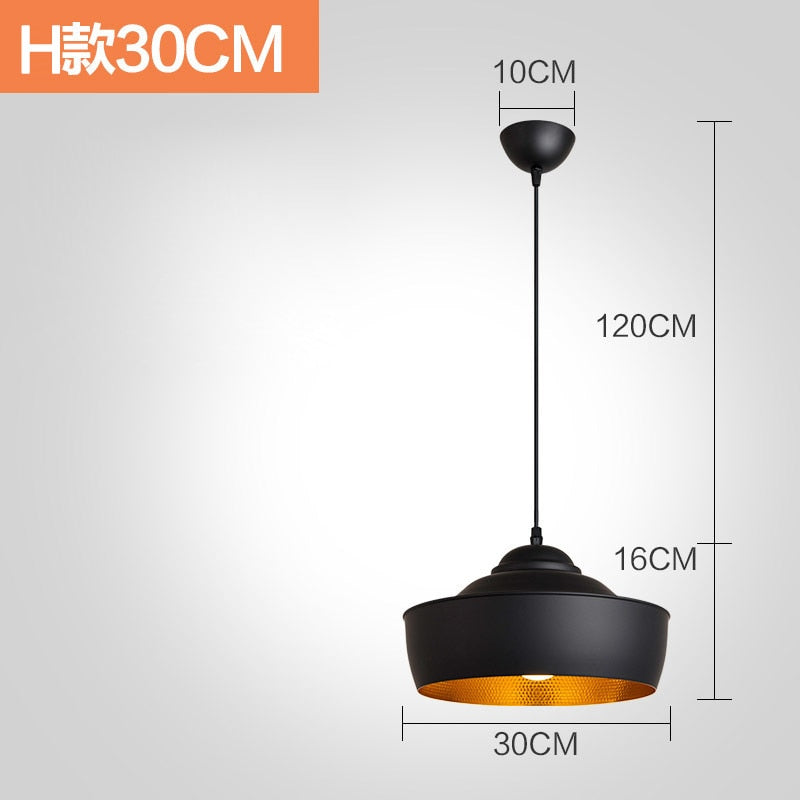 Suspension Luminaire - Noir Élégance - Type H 30CM