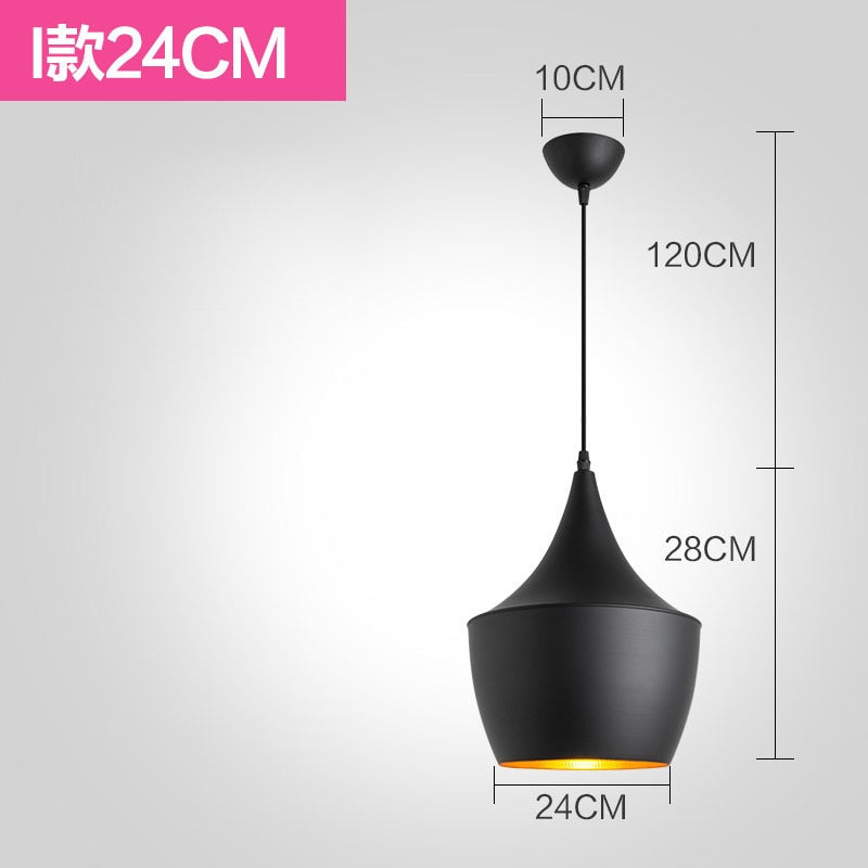 Suspension Luminaire - Noir Élégance - Type I 24CM