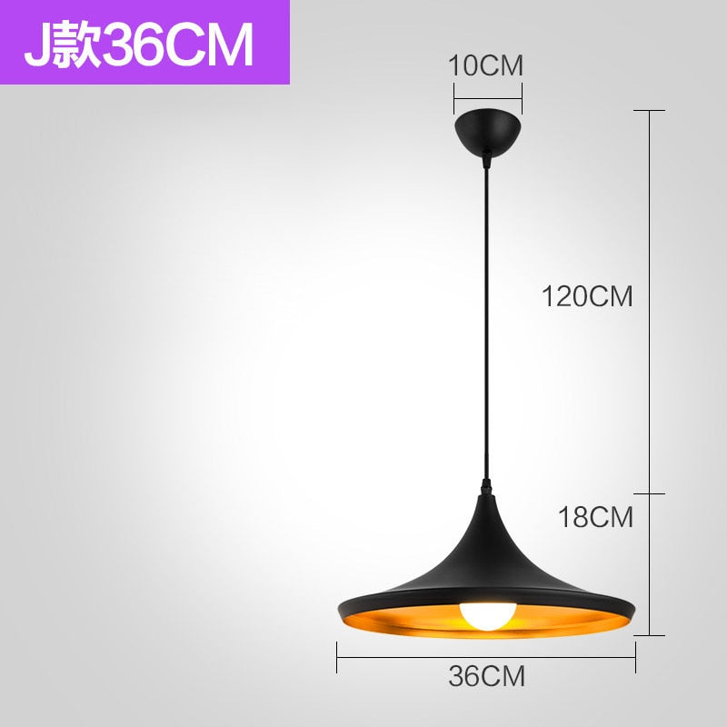 Suspension Luminaire - Noir Élégance - Type J 36CM