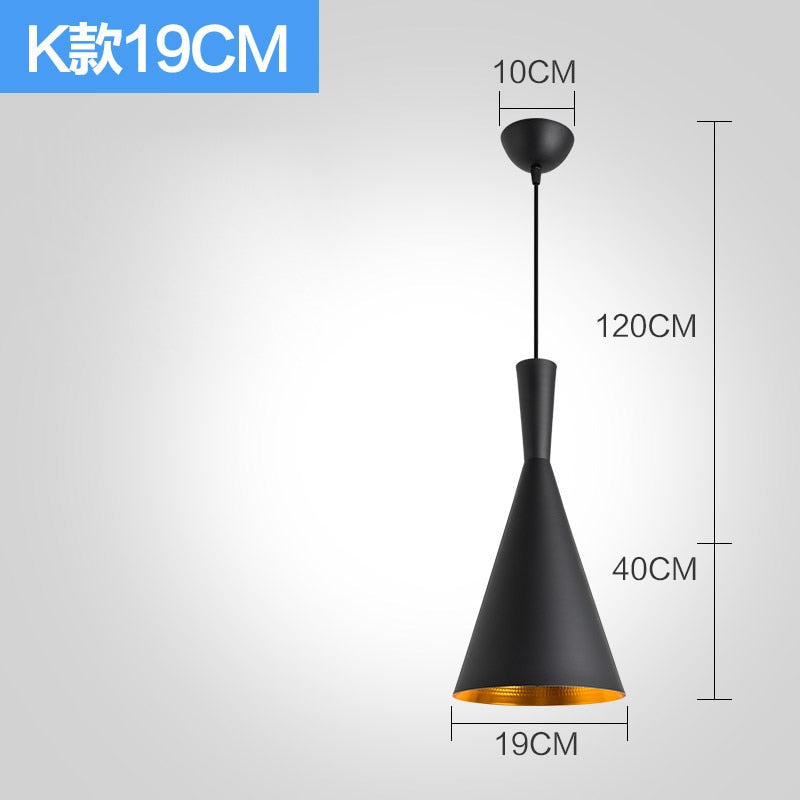 Suspension Luminaire - Noir Élégance - Type K 19CM