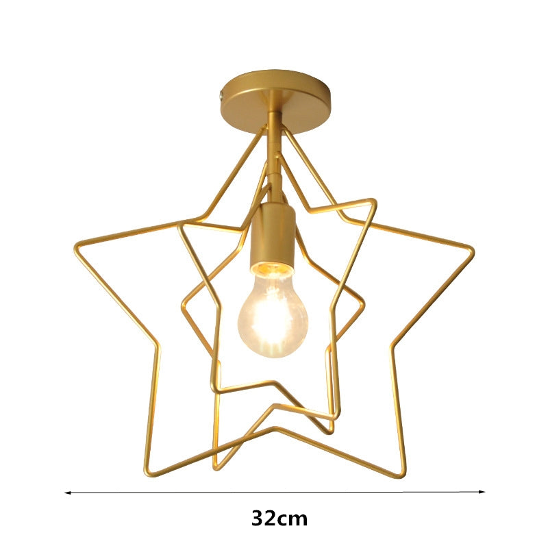 Plafonnier Luminaire design étoile 3D en métal doré