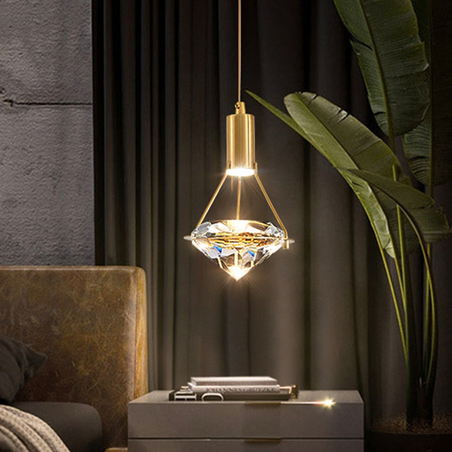Thrisdar K9 Crystal LED Pendant Lamp Modern Bedside Table