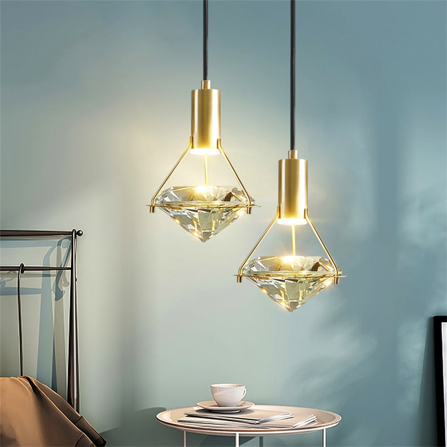 Thrisdar K9 Crystal LED Pendant Lamp Modern Bedside Table