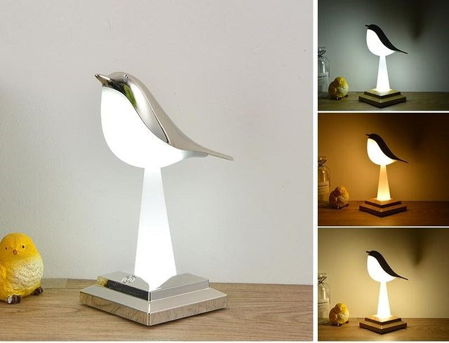 Veilleuse LED oiseau avec capteur tactile - Argenté - Lampe